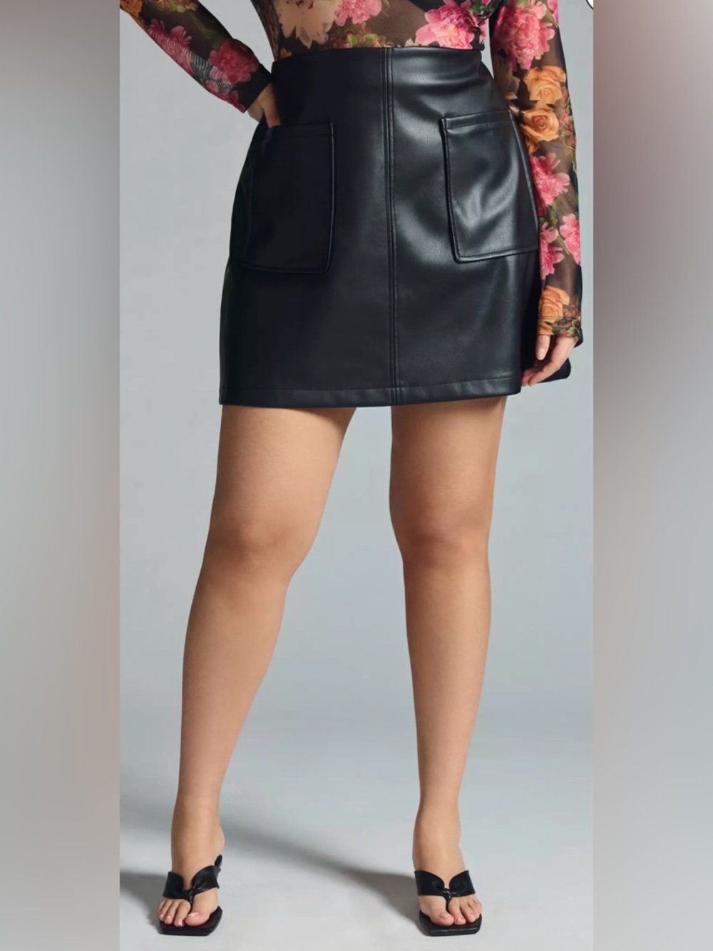 Maeve by Anthropologie Black Faux Leather A Line Mini Skirt Size M - Picture 14 of 14